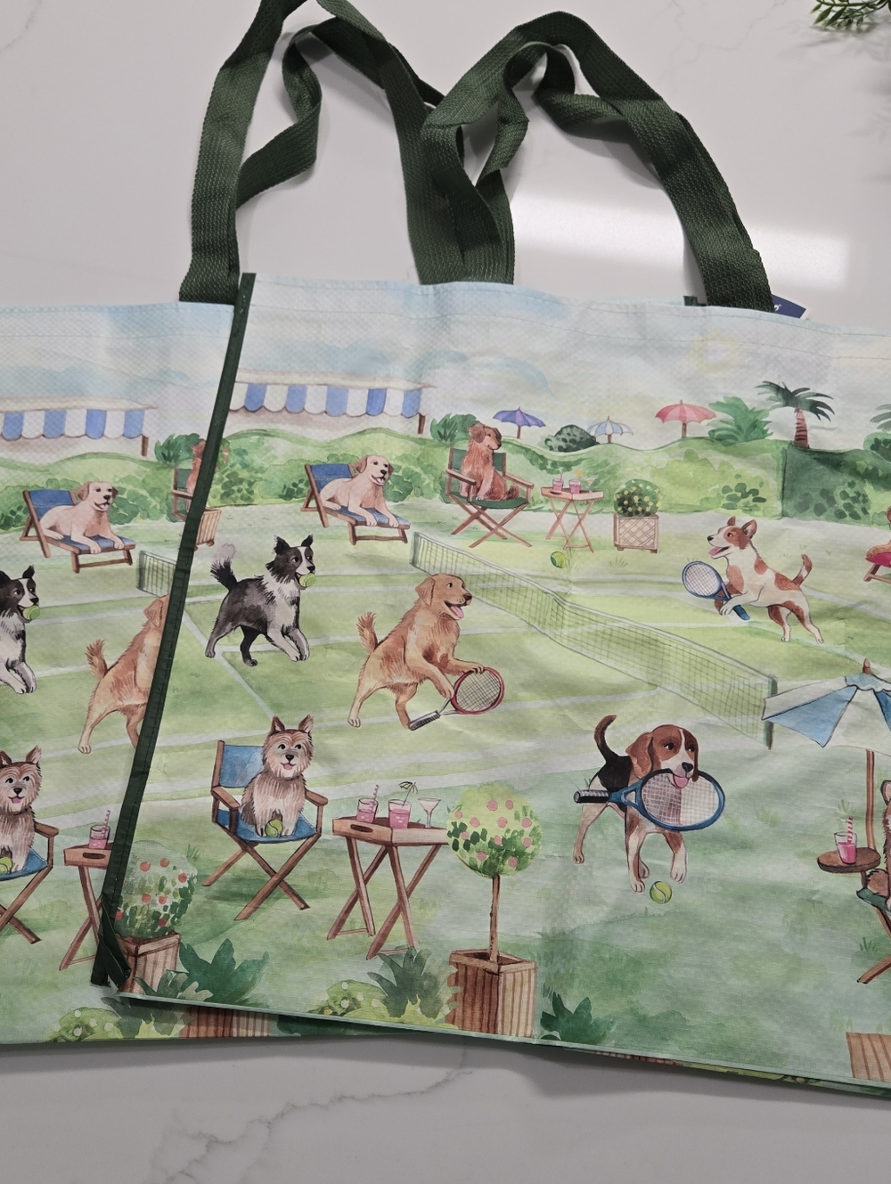 Homegoods TJMaxx Marshalls Viral Dog Sport Print Shopper Tote Bags Set of 2 NWT